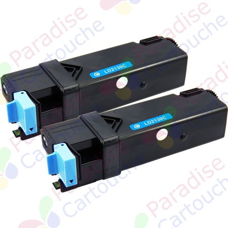 Dell 593-10313 / 593-10321 (FM065) ensemble de 2 toner compatibles cyan haute capacité (Paradise Cartouche)