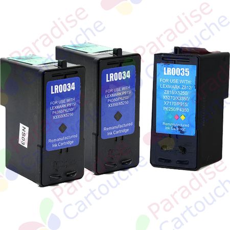 Lexmark 34XL & 35XL ensemble de 3 cartouches d'encre compatibles haute capacité (Paradise Cartouche)