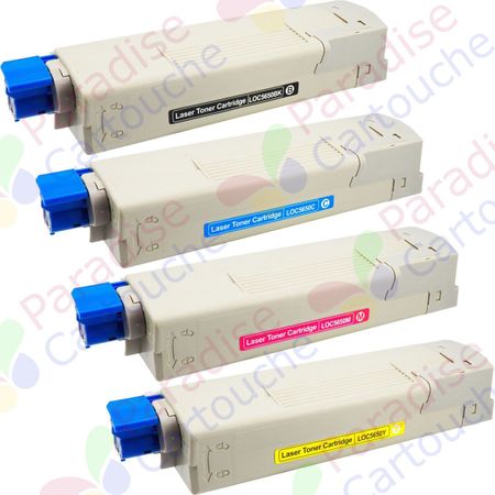 OkiData C5650 / C5750 ensemble de 4 toner compatibles haute capacité (Paradise Cartouche)