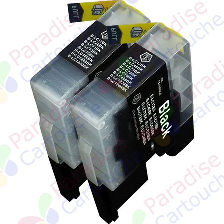 Brother LC1240BK (LC1220) ensemble de 2 cartouches d'encre compatibles noir haute capacité (Paradise Cartouche)