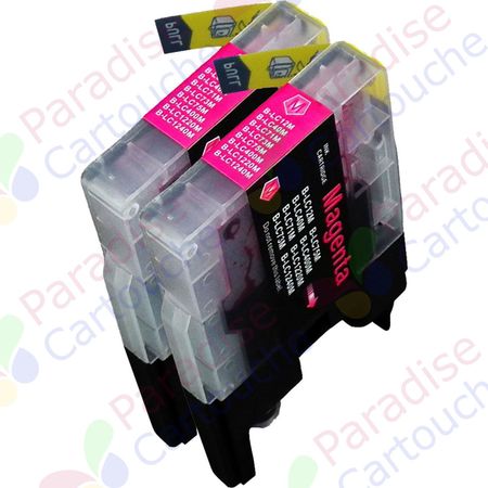 Brother LC1240M (LC1220) ensemble de 2 cartouches d'encre compatibles magenta haute capacité (Paradise Cartouche)