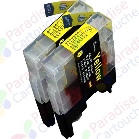 Brother LC1240Y (LC1220) ensemble de 2 cartouches d'encre compatibles jaune haute capacité (Paradise Cartouche)