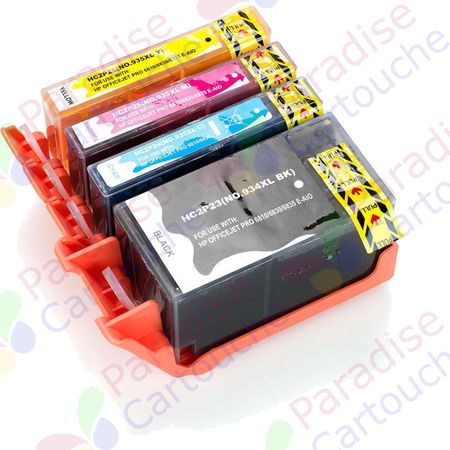 HP 934XL & HP 935XL ensemble de 4 cartouches d'encre compatibles haute capacité (Paradise Cartouche)