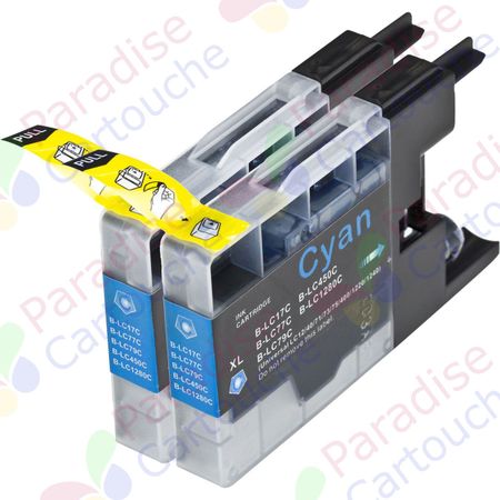 Brother LC1280C ensemble de 2 cartouches d'encre compatibles cyan extra haute capacité (Paradise Cartouche)