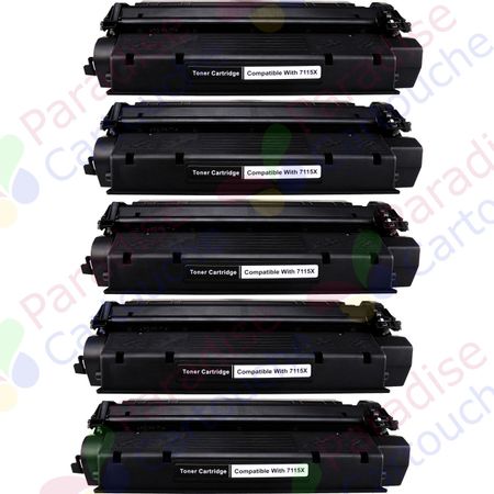 HP 15X (C7115X) ensemble de 5 toner compatibles noir haute capacité (Paradise Cartouche)