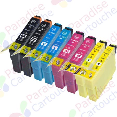 Epson 16XL XXL ensemble de 8 cartouches d'encre compatibles haute capacité (Paradise Cartouche)