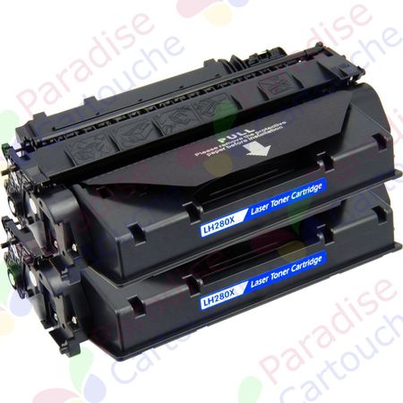 HP 80X (CF280X) ensemble de 2 toner compatibles noir haute capacité (Paradise Cartouche)