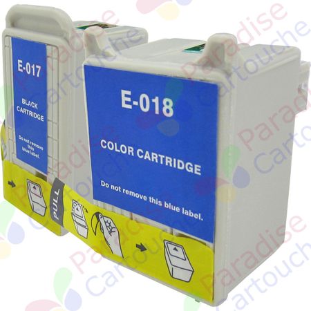 Epson T017 & T018 ensemble de 2 cartouches d'encre compatibles (Paradise Cartouche)