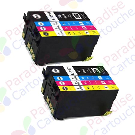 Epson 35XL ensemble de 8 cartouches d'encre compatibles haute capacité (Paradise Cartouche)