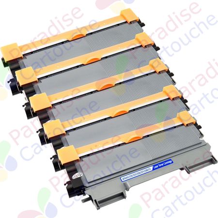 Brother TN2220 (TN2210) ensemble de 5 toner compatibles noir haute capacité (Paradise Cartouche)