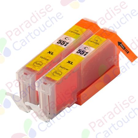 Canon CLI-551XL ensemble de 2 cartouches d'encre compatibles jaune haute capacité (Paradise Cartouche)