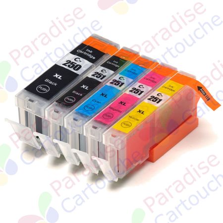 Canon PGI-550XL & CLI-551XL ensemble de 5 cartouches d'encre compatibles haute capacité (Paradise Cartouche)