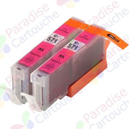 Canon CLI-571XL ensemble de 2 cartouches d'encre compatibles magenta haute capacité (Paradise Cartouche)