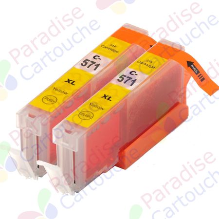 Canon CLI-571XL ensemble de 2 cartouches d'encre compatibles jaune haute capacité (Paradise Cartouche)