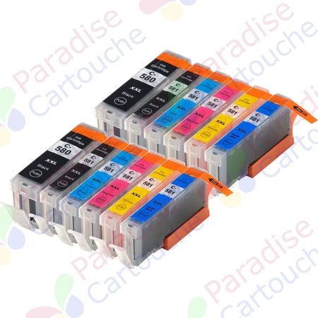 Canon PGI-580XXL & CLI-581XXL ensemble de 12 cartouches d'encre compatibles super haute capacité (Paradise Cartouche)