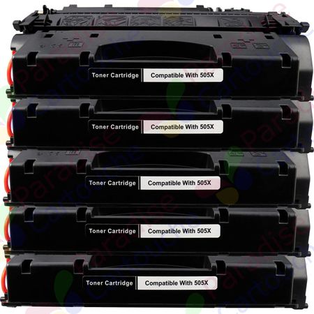 HP 05X (CE505X) ensemble de 5 toner compatibles noir haute capacité (Paradise Cartouche)