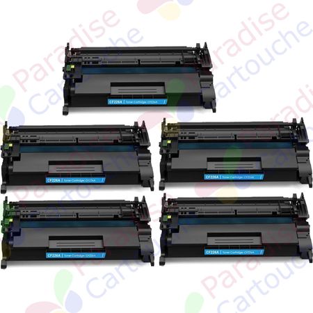 HP 26A (CF226A) ensemble de 5 toner compatibles noir (Paradise Cartouche)