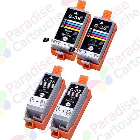 Canon PGI-35 & CLI-36 ensemble de 4 cartouches d'encre compatibles (Paradise Cartouche)