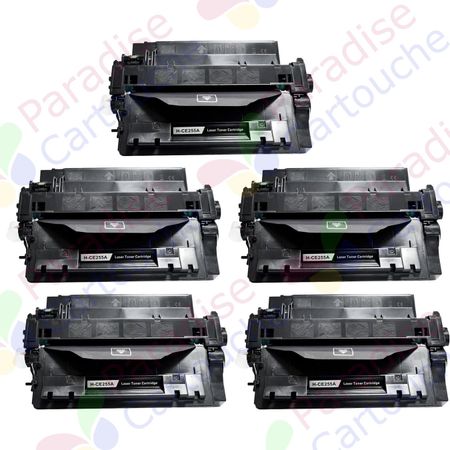 HP 55A (CE255A) ensemble de 5 toner compatibles noir (Paradise Cartouche)