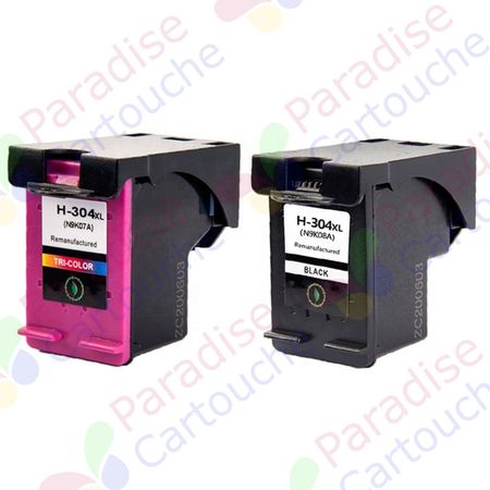 HP 304XL ensemble de 2 cartouches d'encre compatibles haute capacité (Paradise Cartouche)