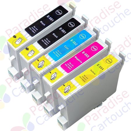 Epson T0556 ensemble de 5 cartouches d'encre compatibles (Paradise Cartouche)