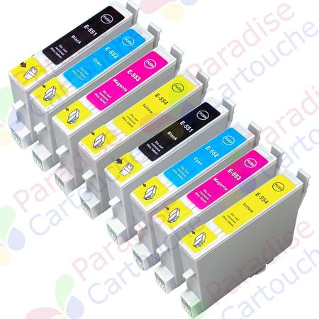 Epson T0556 ensemble de 8 cartouches d'encre compatibles (Paradise Cartouche)