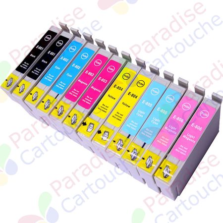 Epson T0807 ensemble de 12 cartouches d'encre compatibles (Paradise Cartouche)