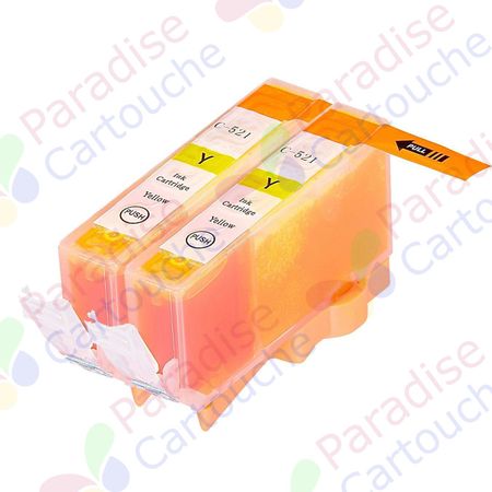 Canon CLI-521Y ensemble de 2 cartouches d'encre compatibles jaune (Paradise Cartouche)