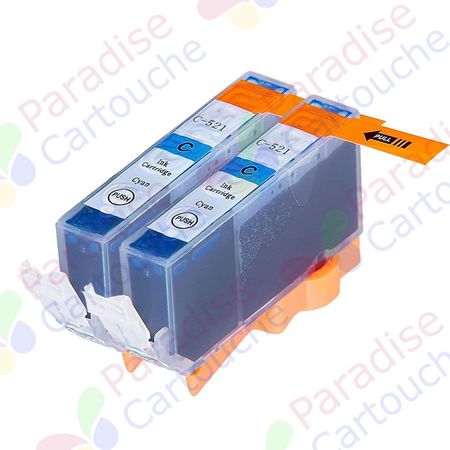 Canon CLI-521C ensemble de 2 cartouches d'encre compatibles cyan (Paradise Cartouche)