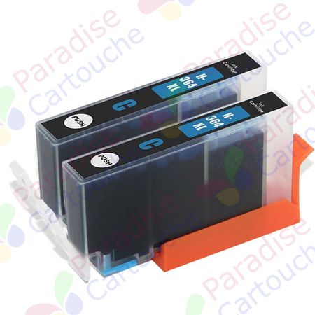 HP 364XL (CB323EE) ensemble de 2 cartouches d'encre compatibles cyan haute capacité (Paradise Cartouche)