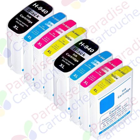 HP 940XL ensemble de 8 cartouches d'encre compatibles haute capacité (Paradise Cartouche)