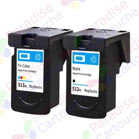 Canon PG-512 & CLI-513 ensemble de 2 cartouches d'encre compatibles (Paradise Cartouche)