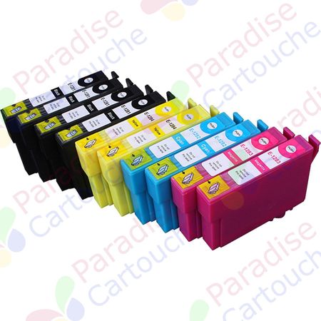 Epson T1285 ensemble de 10 cartouches d'encre compatibles (Paradise Cartouche)