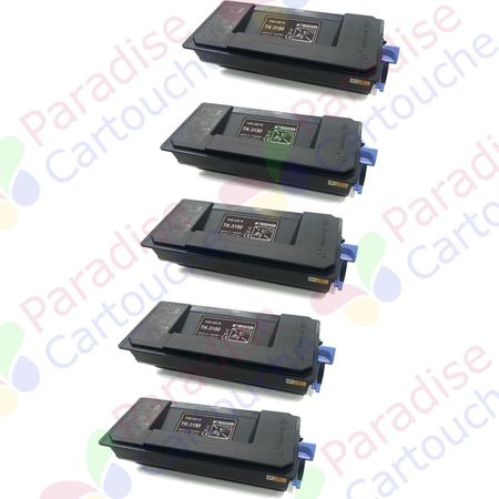 Kyocera TK-3150 ensemble de 5 toner compatibles noir (Paradise Cartouche)